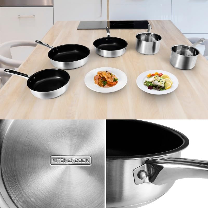 Kitchencook Batterie De Cuisine 5 Pcs Acier Inoxydable Anti Adhésif