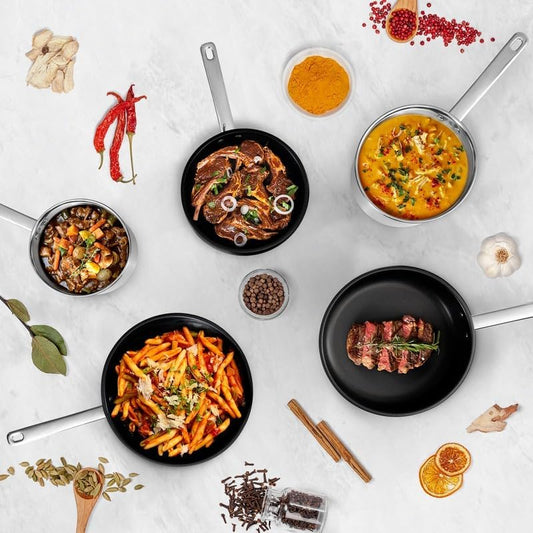 Kitchencook Batterie De Cuisine 5 Pcs Acier Inoxydable Anti Adhésif