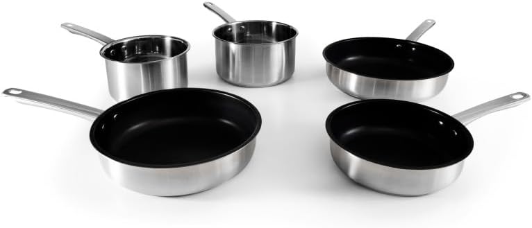 Kitchencook Batterie De Cuisine 5 Pcs Acier Inoxydable Anti Adhésif