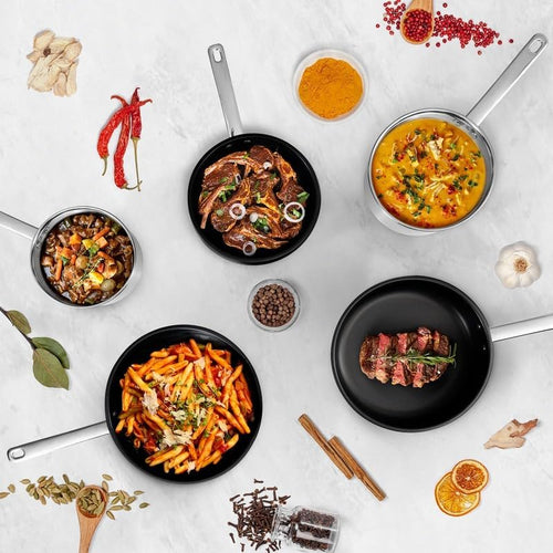 Kitchencook Batterie De Cuisine 5 Pcs Acier Inoxydable Anti Adhésif