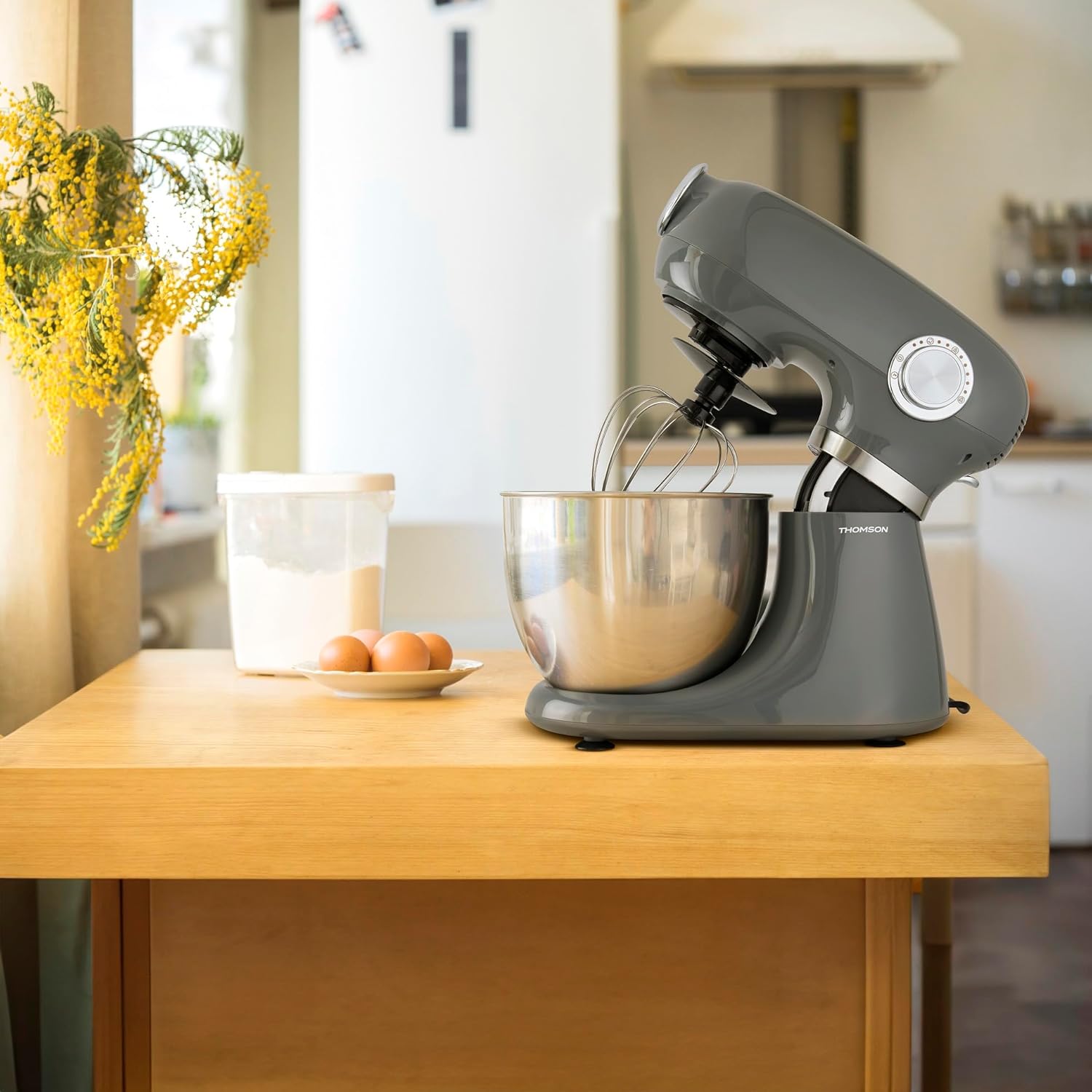 Robot pâtissier THOMSON THFP3510G – 1000 W – Style rétro – Bol inox 5 L